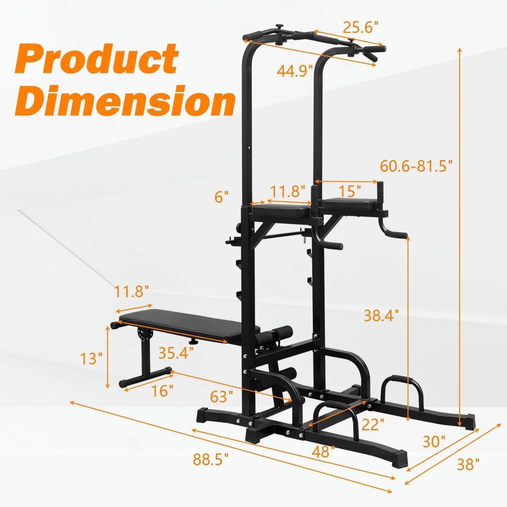 Up Bench Multi-Function Stand Height Power Gym GIKPAL Adjustable Tower Home Pull Equipment for Heavy Training Dip Fitness Duty Station Office with Bar
