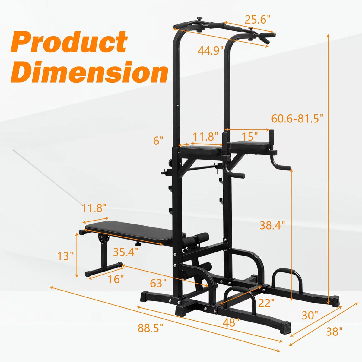 Up Bench Multi-Function Stand Height Power Gym GIKPAL Adjustable Tower Home Pull Equipment for Heavy Training Dip Fitness Duty Station Office with Bar