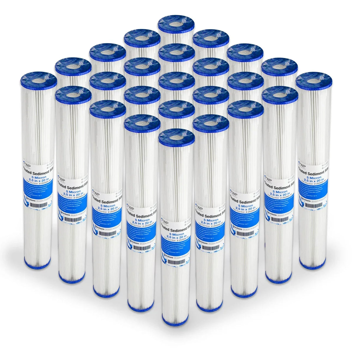 Sediment 25 Water Pack Filter Poly 5 20x2.5" Pleated micron Cartdrige