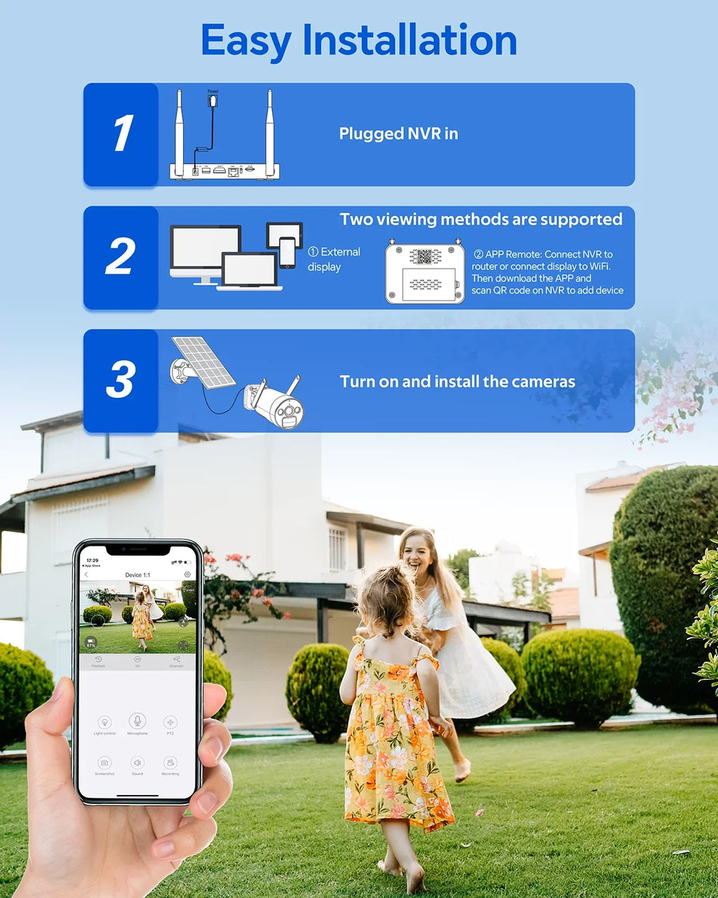 Security 6 Toguard Camera HDMI Battery SC17 10CH Outdoor Bullet WiFi Camera Surveillance System 2K/4MP Solar Connector NVR Pcs Wireless