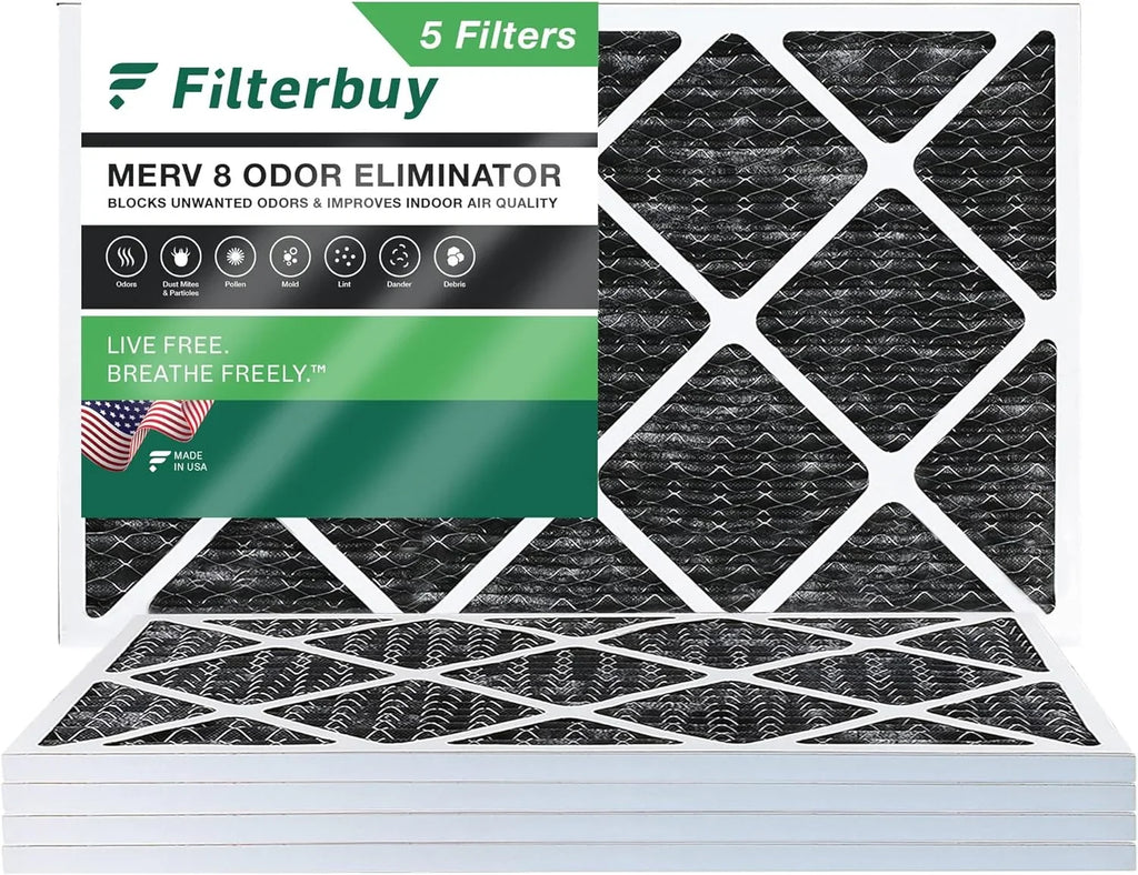Filters Furnace Carbon Pleated Eliminator AC Activated (5-Pack) Odor 20x30x1 8 Filterbuy MERV with HVAC Air