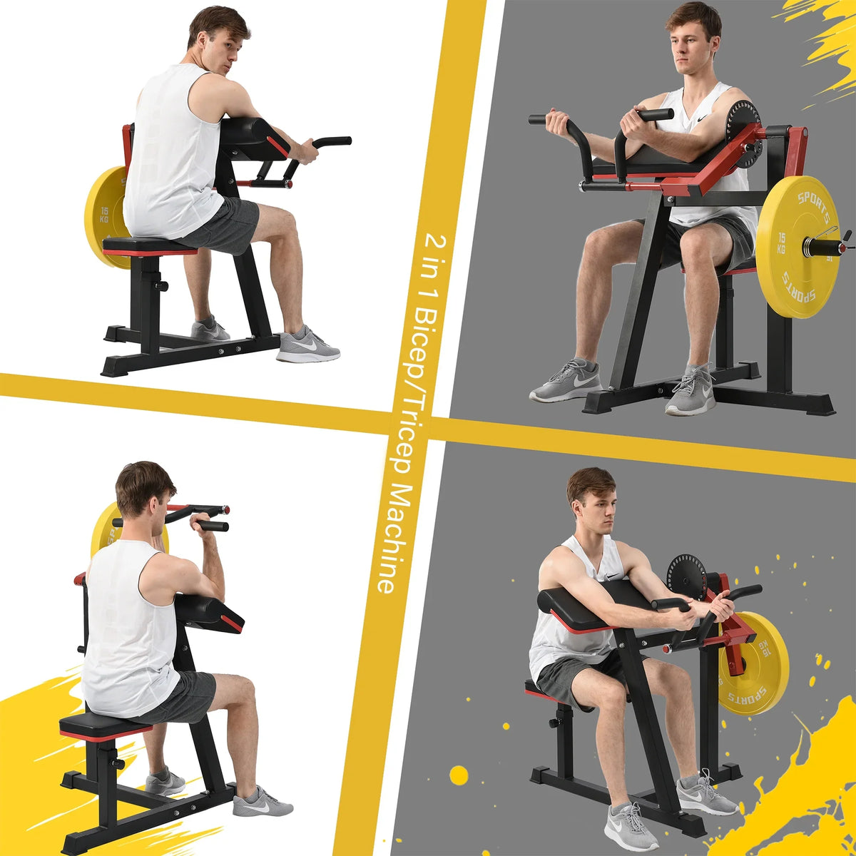 Curl Bicep Bicep Gym and Machine with Seat, Home Adjustable Curls Tricep Extension Tricep Machine