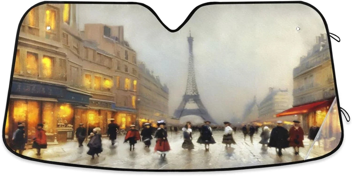 Protector Cars,SUVs,Trucks-55×27.6in to Old Shade,oldable UV Accessories Rays Sunshade Keep Visor Sun Windshield Wellsay Paris Blocks Protect for Car Landscape and Cool