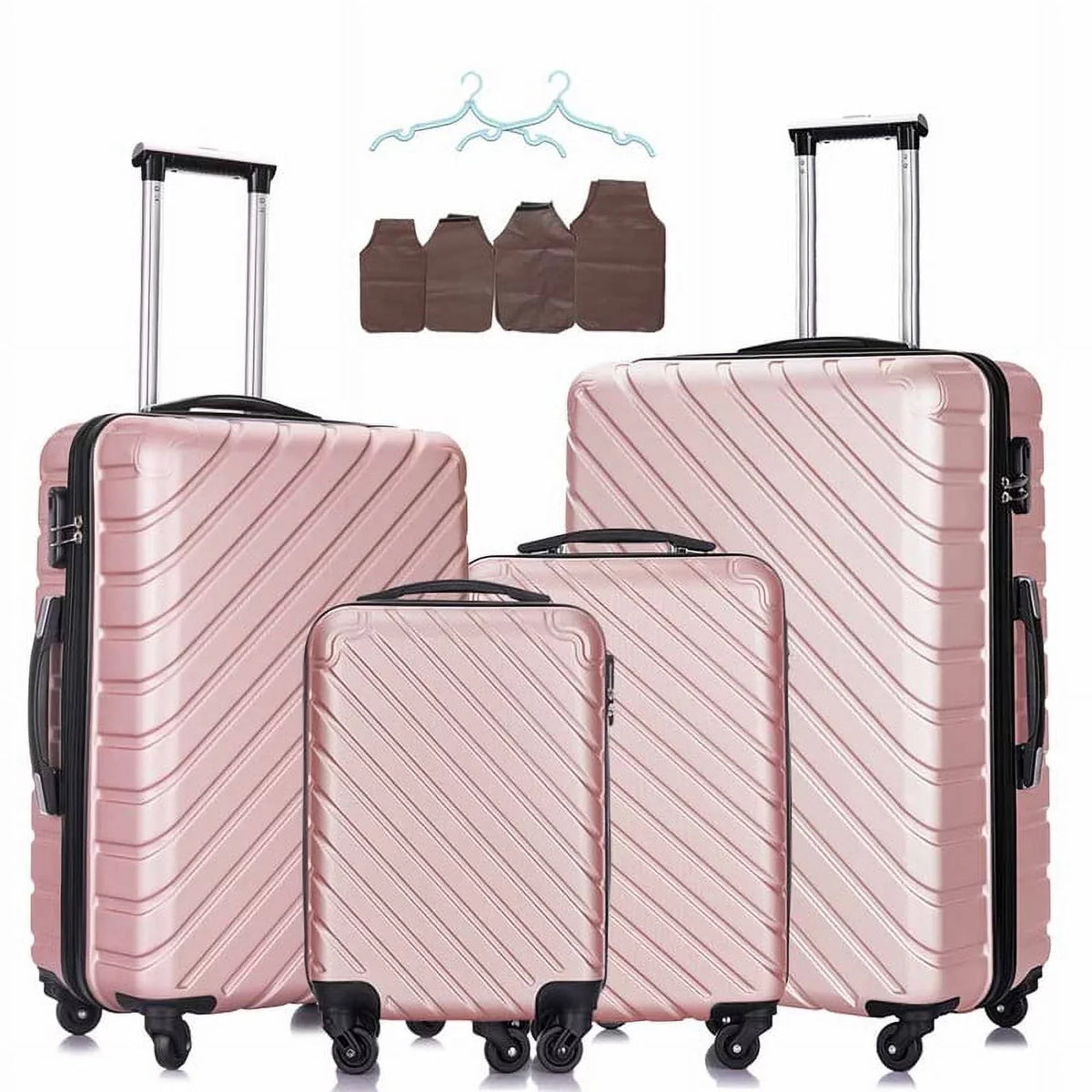 rose Luggage Hardshell Suitcase,Carry Luggage Free gold On Sets,Travel Cover&Hanger Inside with Wheels Spinner Piece 4