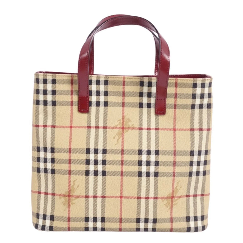 (Good) BURBERRY Pattern Ladies Tote Pre-Owned Brown Handbag Check LONDON Burberry London Bag