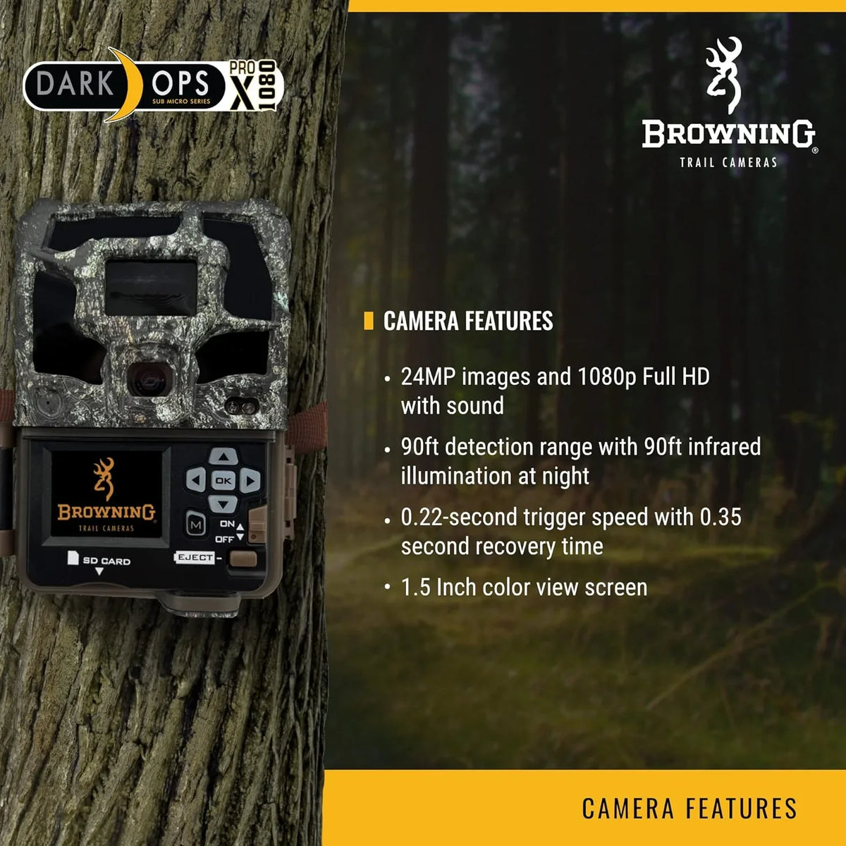 Ops Wildlife Motion-Activated X 1080 Camera Camera Dark Trail Browning Pro