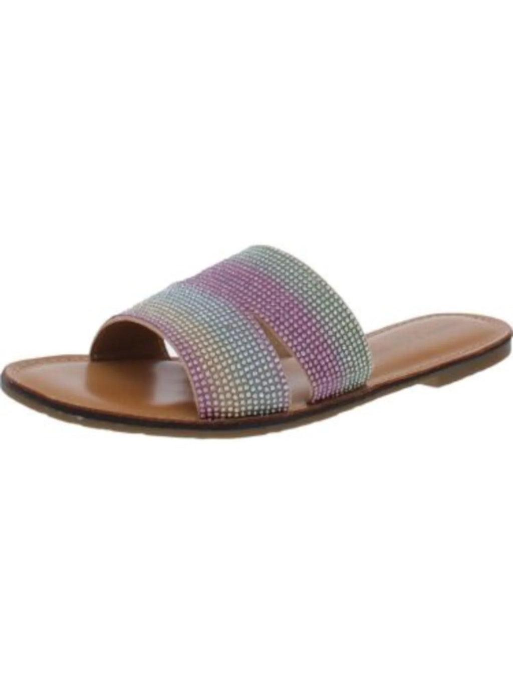 ROCK Berrie Cushioned Slide Camouflage On Pink Round Rhinestone Slip Sandals & Womens 6.5 CANDY Toe Shoes