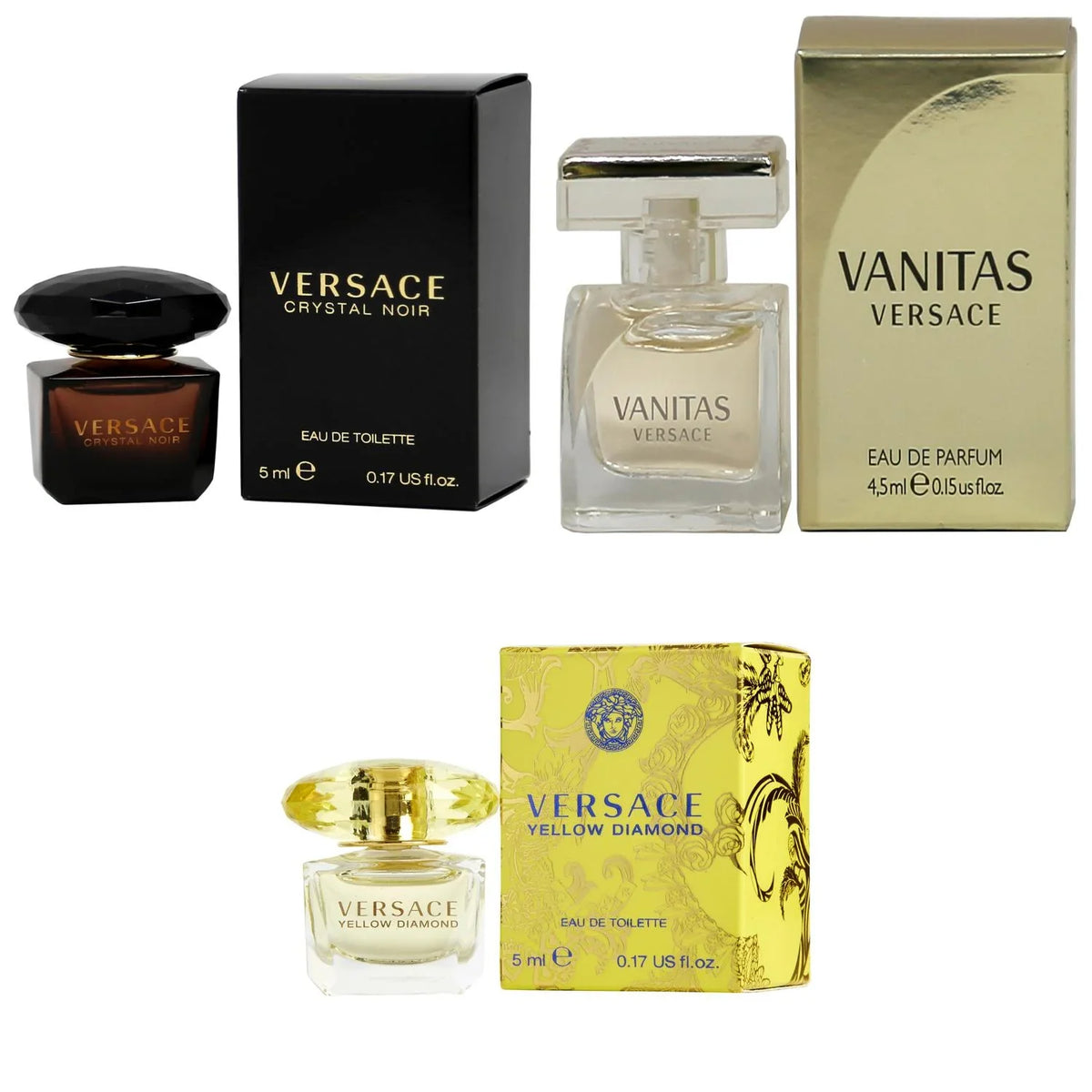 5ml Vanitas Yellow EDT Kit Diamond - Crystal EDT, 3PK Noir EDP, Versace