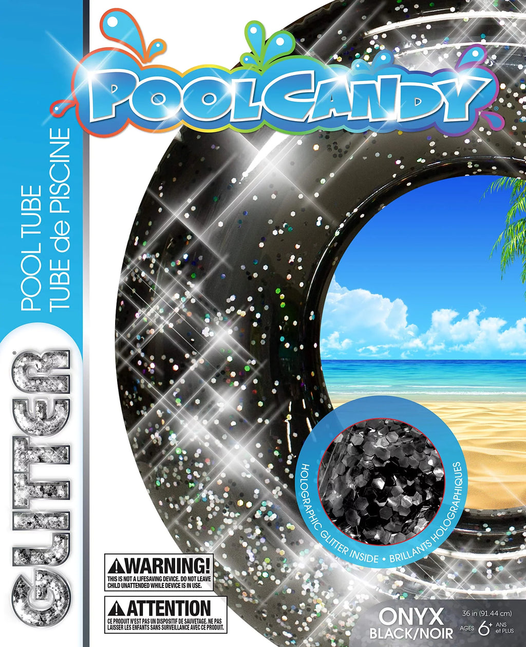 48"- Glitter Tube Pool Glitter Black