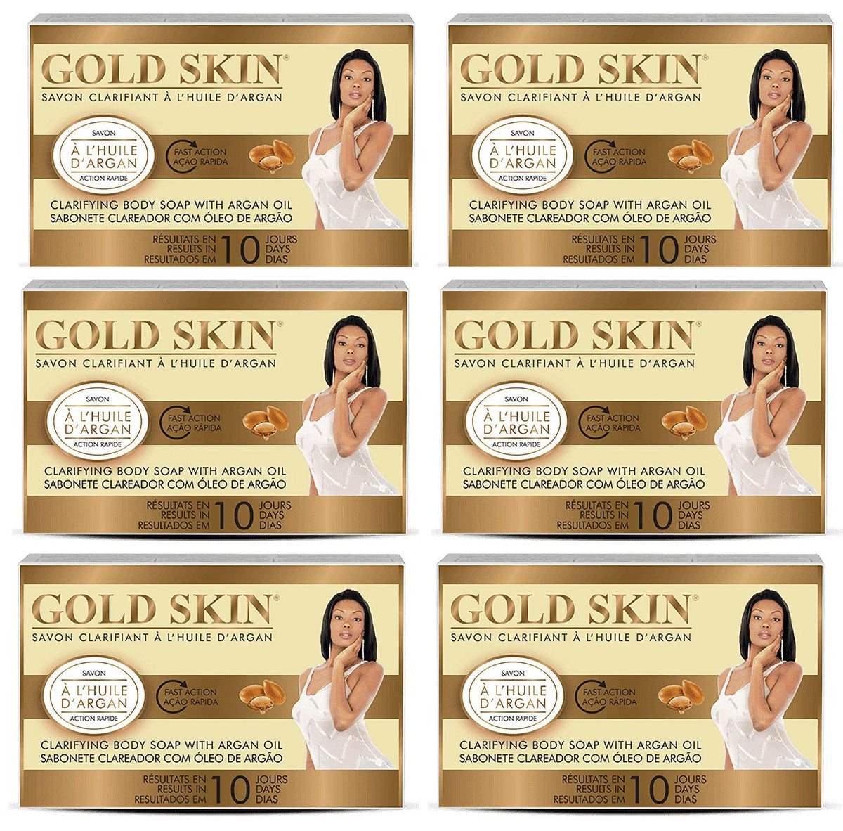 Soap 6 with Body Skin Oil Lot Gold Clarifying Argan of