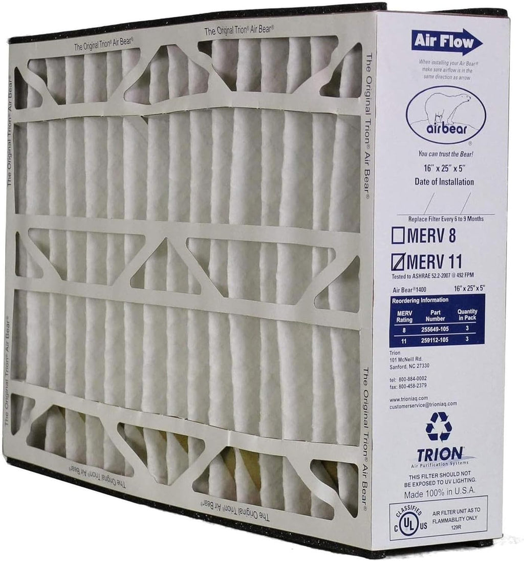 White Pack) x Cleaner for 5 Air Purification Air 25 11 Purifier High 16 Performance Bear x Replacement MERV Filter Systems, Inch (3