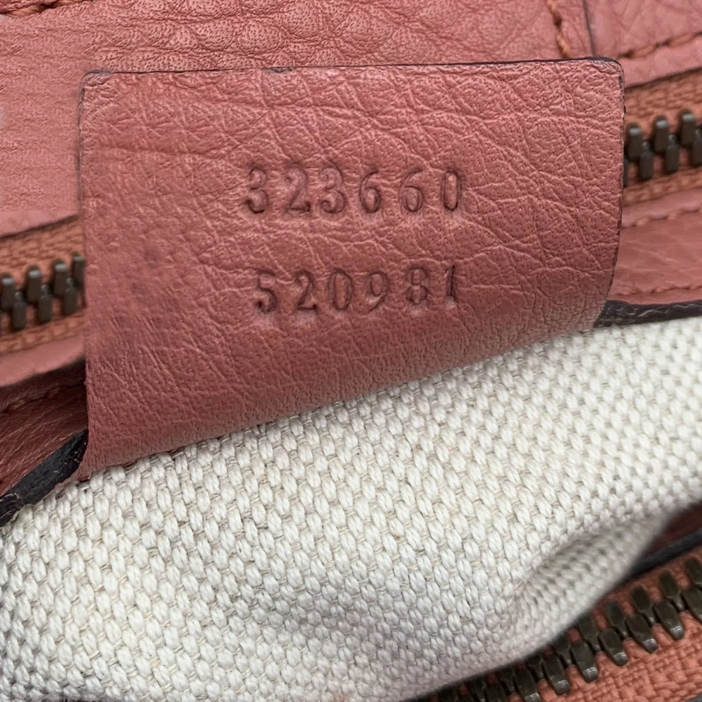 Authenticated Shopper Leather Calf Pink Pre-Owned Satchel Bamboo Gucci Unisex (Fair)