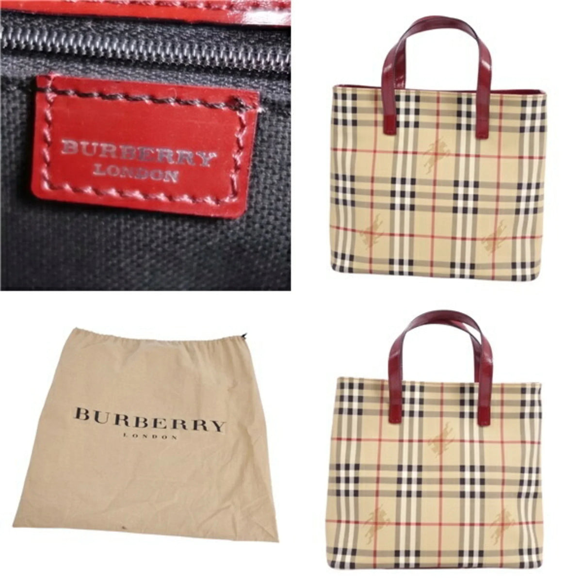 (Good) BURBERRY Pattern Ladies Tote Pre-Owned Brown Handbag Check LONDON Burberry London Bag