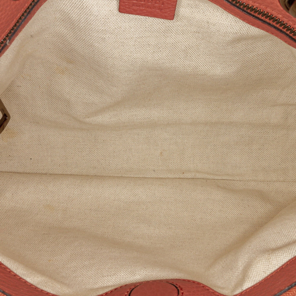 Authenticated Shopper Leather Calf Pink Pre-Owned Satchel Bamboo Gucci Unisex (Fair)