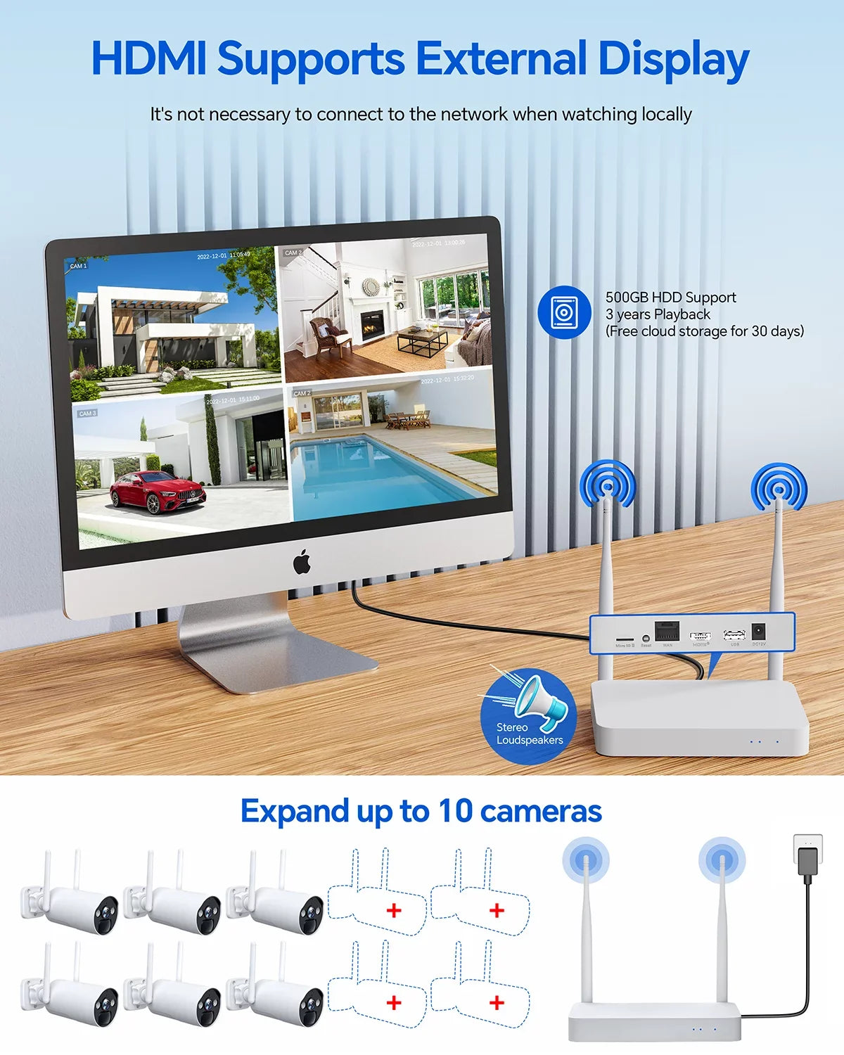 Security 6 Toguard Camera HDMI Battery SC17 10CH Outdoor Bullet WiFi Camera Surveillance System 2K/4MP Solar Connector NVR Pcs Wireless