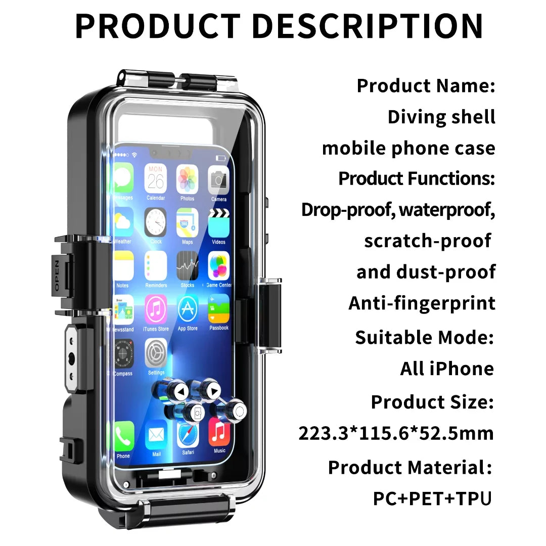 Underwater Pro 12 protection 30m] 13 Case Waterproof Universal full iPhone body Cover Max [98ft For / GREHOME Diving