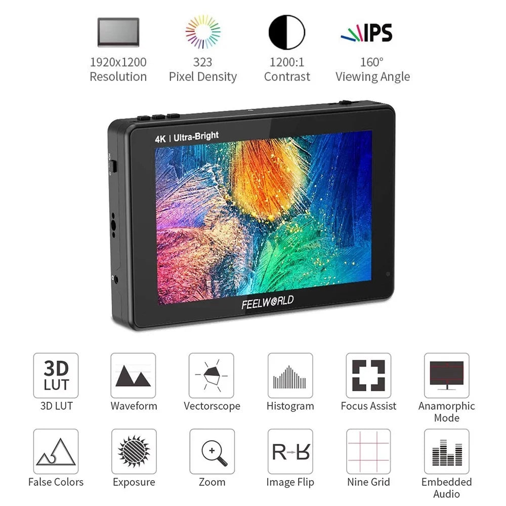 LUT7S Monitor, IPS Inch Brightness 2200nits 7 FEELWORLD Touchscreen Video Panel