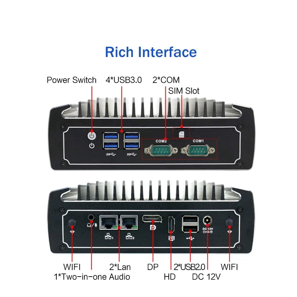 HDD, Nic, Dual Mini 4K 8th DP, Windows Gen, Pro SIM 128GB Mini PARTAKER i5 Cores 10 Slot, SSD 2 Industrial 4*USB3.0, 8250U 8GB Ram CPU, Card HD, COM, Powerful 4 PC, Core Fanless Computer, 1TB