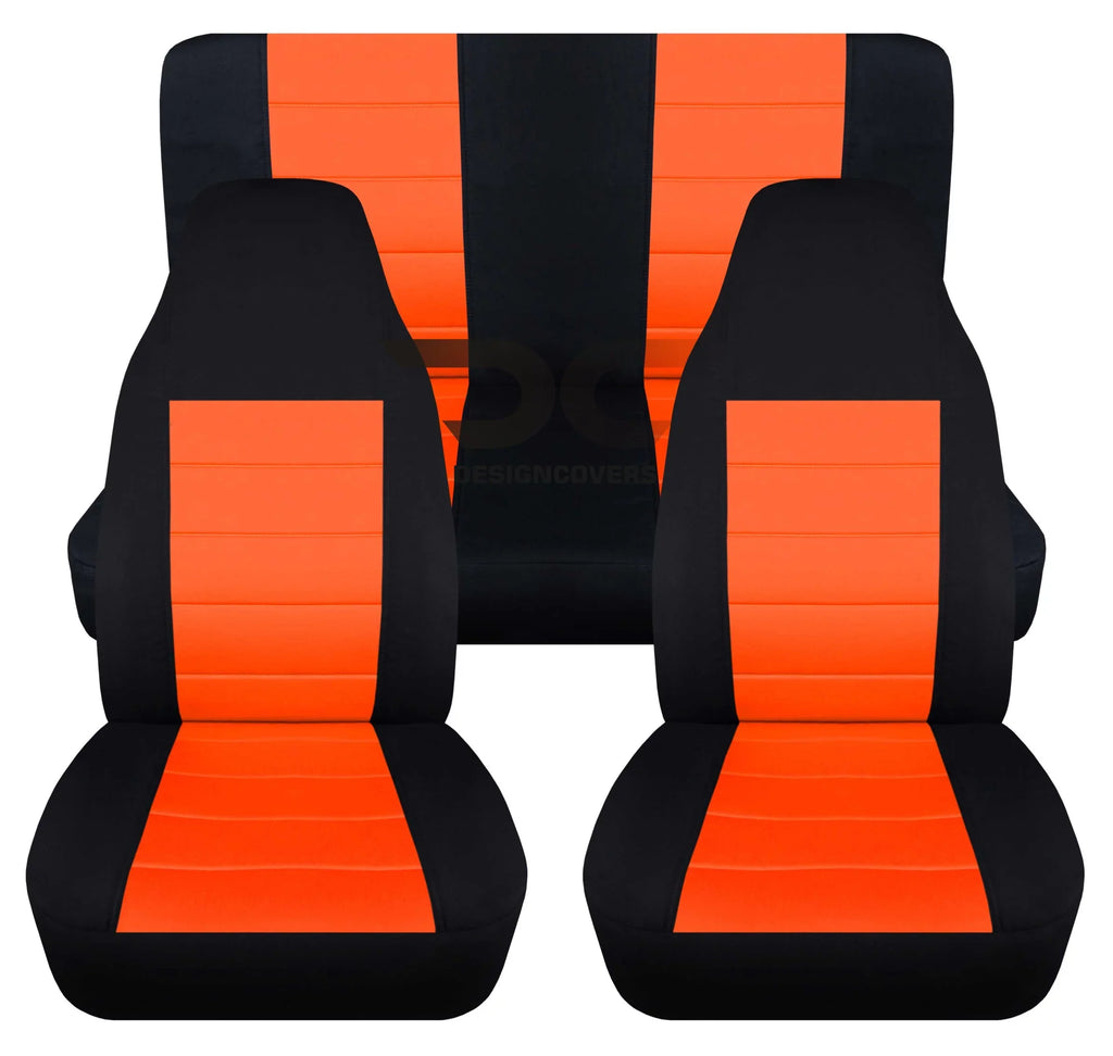 LJ Seat wrangler and Orange Covers:Black Full Set 2003-2006 2door with Front&Rear Compatible - T237-Designcovers Jeep