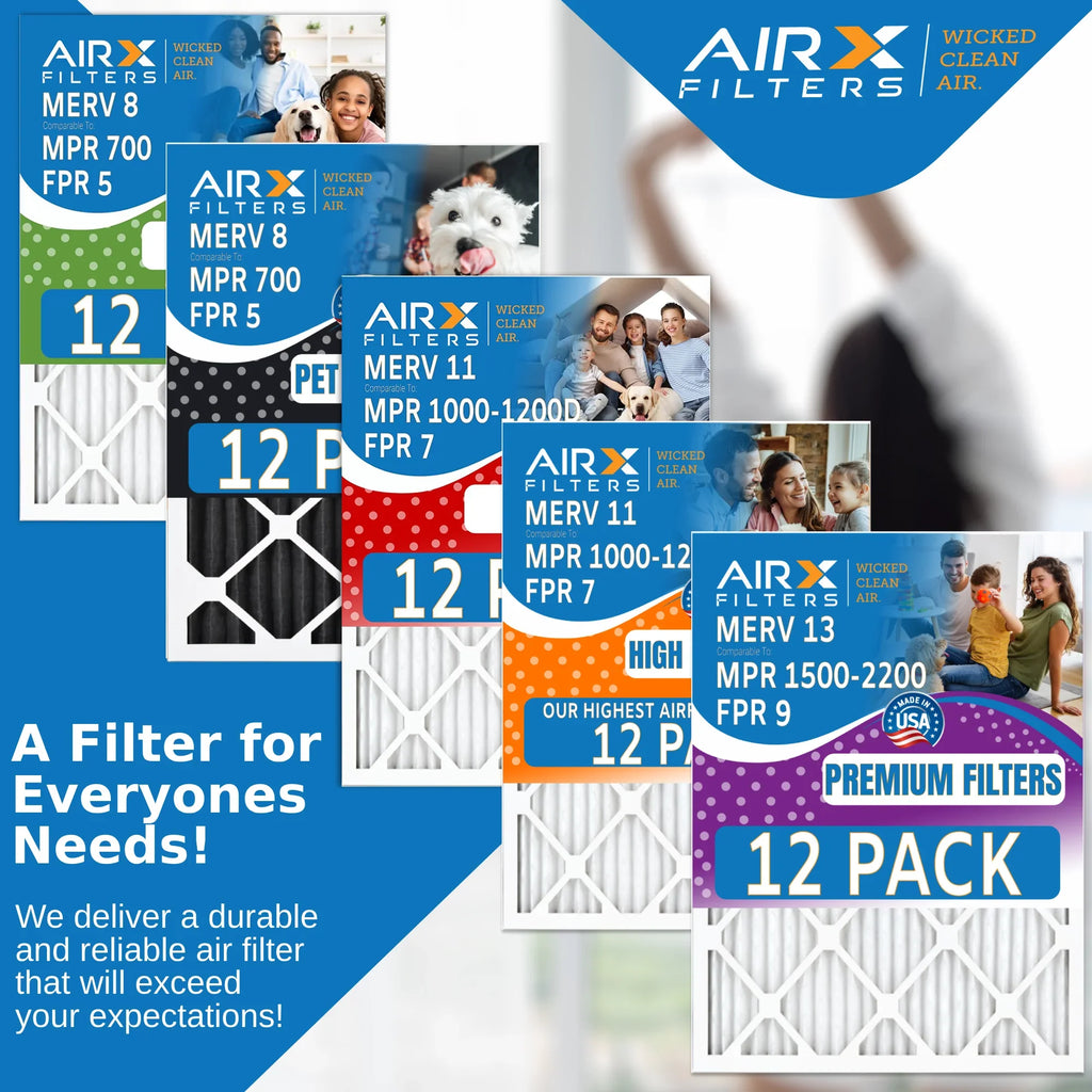 AIRX 9 24x24x2 in FILTERS Air Filter Rating, AIR. CLEAN Pack 12 of by - 1500 13 & Comparable Filters MPR 2200 - MERV to WICKED FPR Made USA Furnace