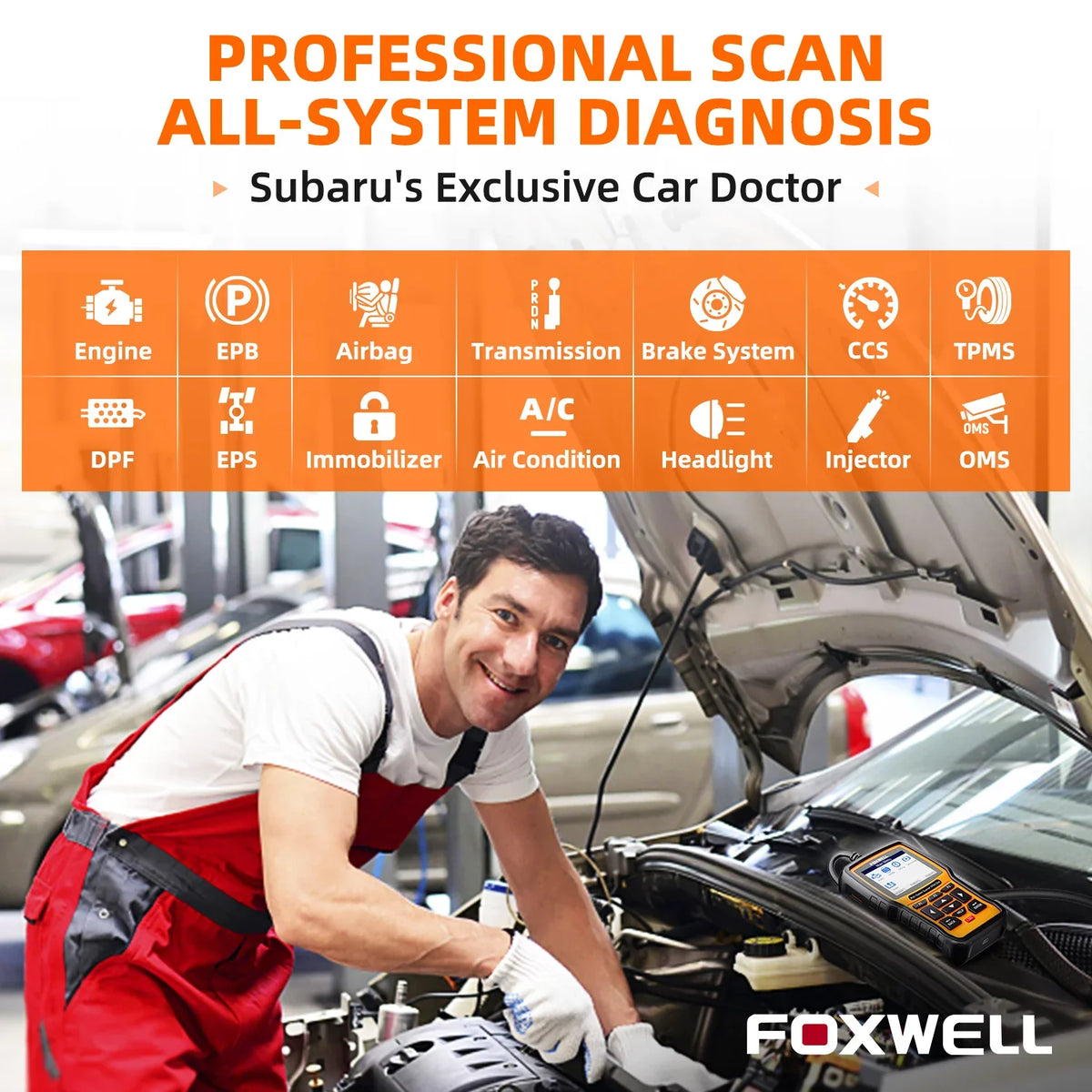 Scanner Foxwell for Code Forester Subaru Subaru Scanner Automotive WRX Fits System Analyzer Tool NT510 for Automotive Tool Code Reader Scanner Auto OBD Elite Reset Professional Scan BRZ All OBD2 OBDII