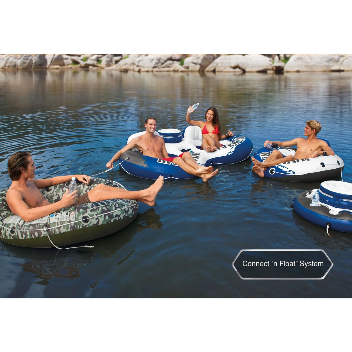 Person and Pack Intex 12V of 4 1 Single Pump Air Run Floating River Tubes