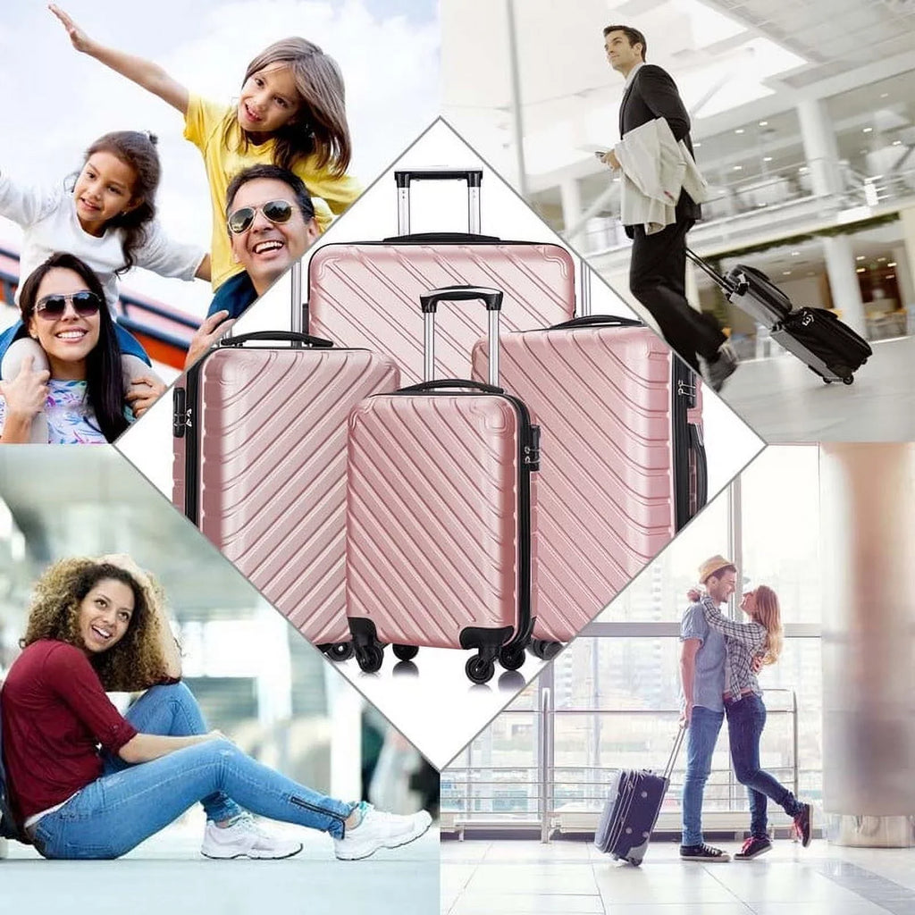 rose Luggage Hardshell Suitcase,Carry Luggage Free gold On Sets,Travel Cover&Hanger Inside with Wheels Spinner Piece 4