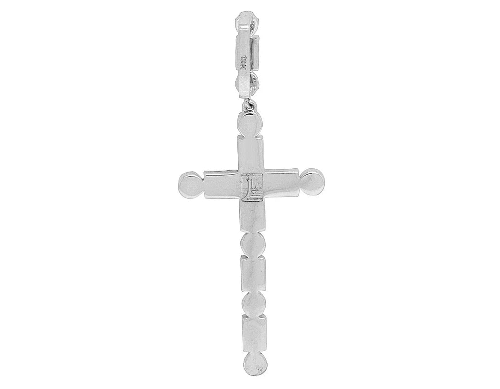 Cross 1.2CT Gold Unisex Flower Diamond White 2" Baguette Real Cluster 10K