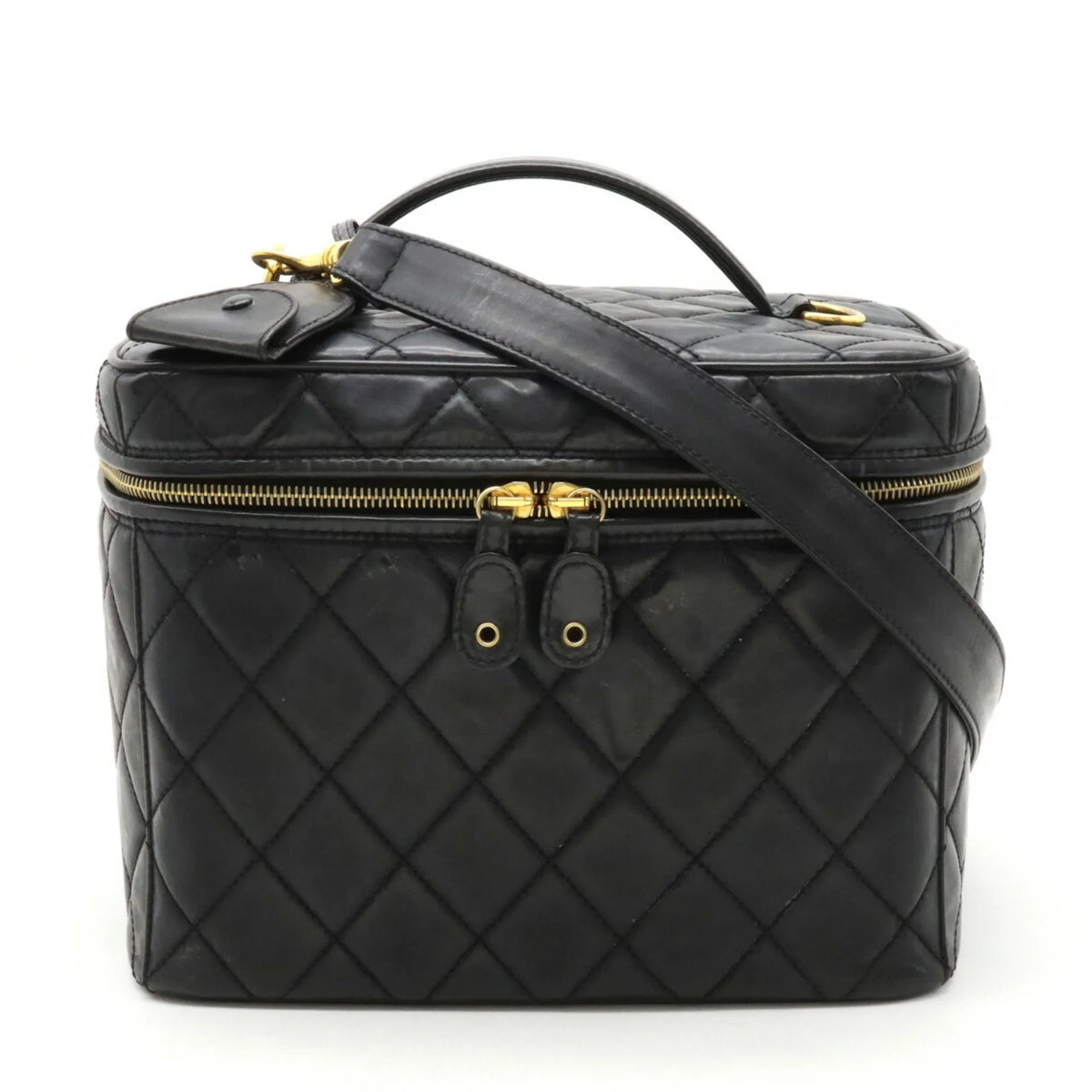 Leather Coco CHANEL Black (Fair) Handbag Shoulder Vanity Pre-Owned Mark Chanel Matelasse Bag
