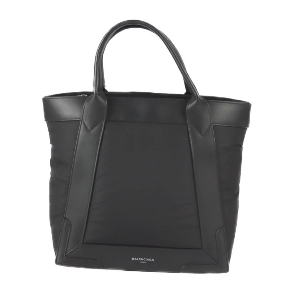 nylon Balenciaga fittings Pre-Owned bag black leather (Good) 363425 metal tote Kabas silver S BALENCIAGA