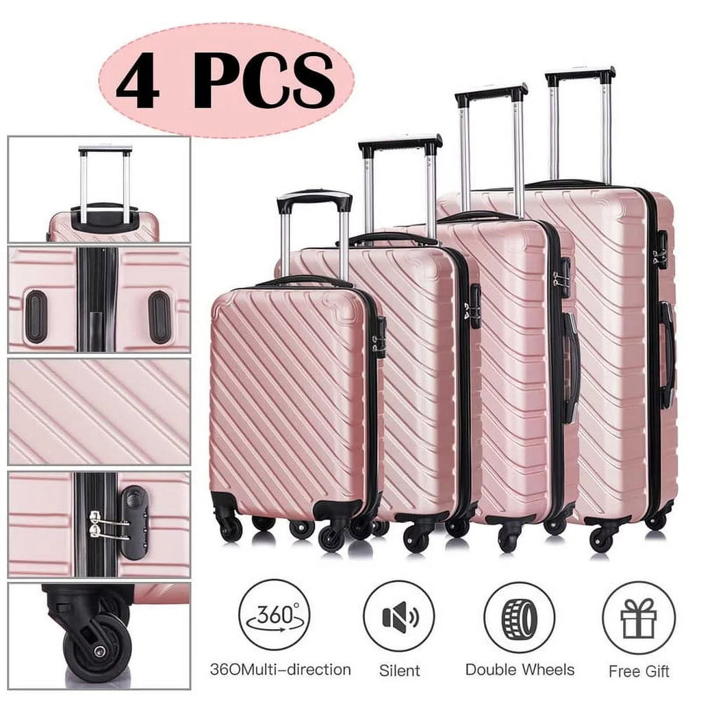 rose Luggage Hardshell Suitcase,Carry Luggage Free gold On Sets,Travel Cover&Hanger Inside with Wheels Spinner Piece 4