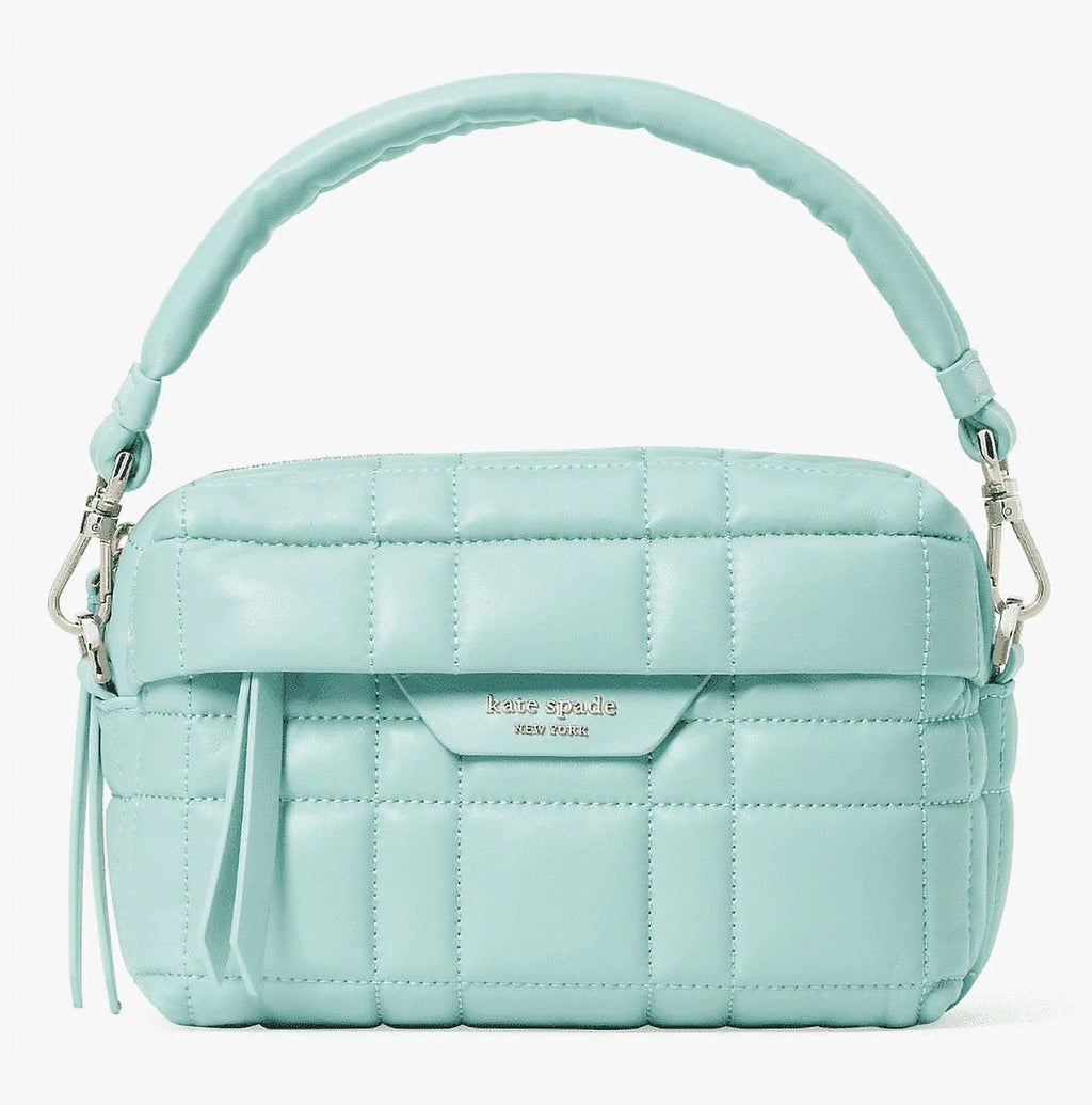 '- New Women's Clutch York Small Softwhere Spade Convertible Crossbody Quilted Green Leather Kate