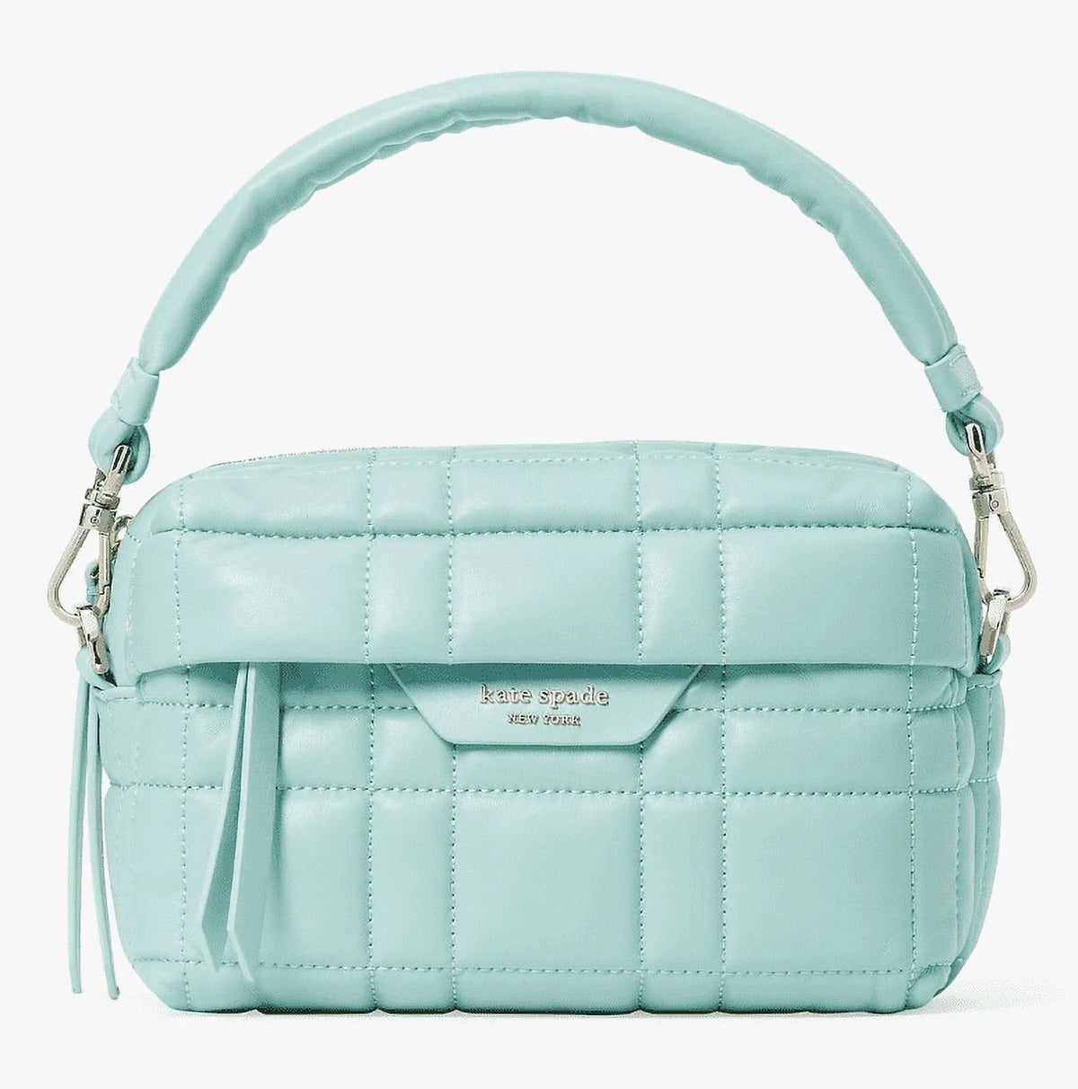 '- New Women's Clutch York Small Softwhere Spade Convertible Crossbody Quilted Green Leather Kate