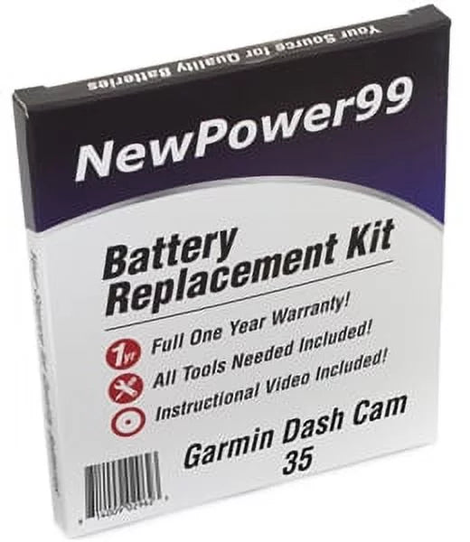 Kit Replacement One 35 Battery Garmin Full Cam Year Instructions, Dash Extended Video Tools, Warranty Life with Battery and