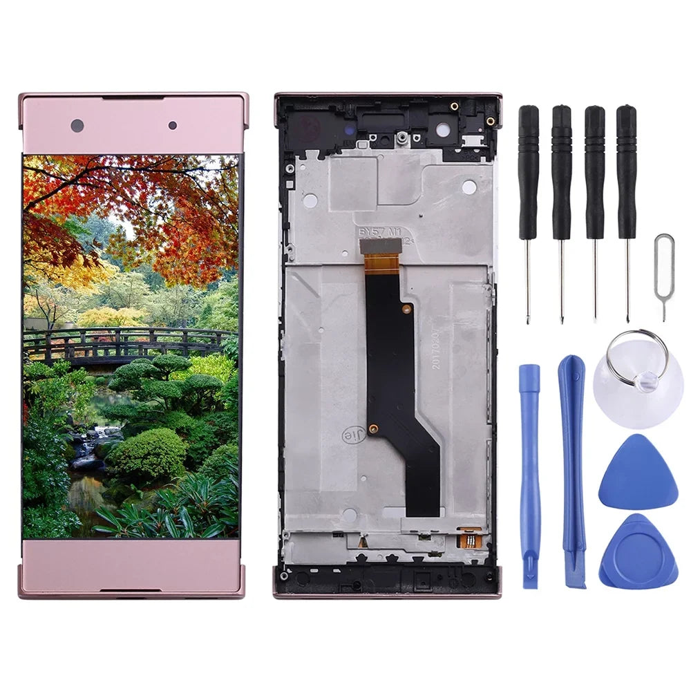for Sony with Full Parts LCD Frame Repair Assembly G3112 Screen G3121 Xperia XA1 G3116 OEM Cellphone Digitizer