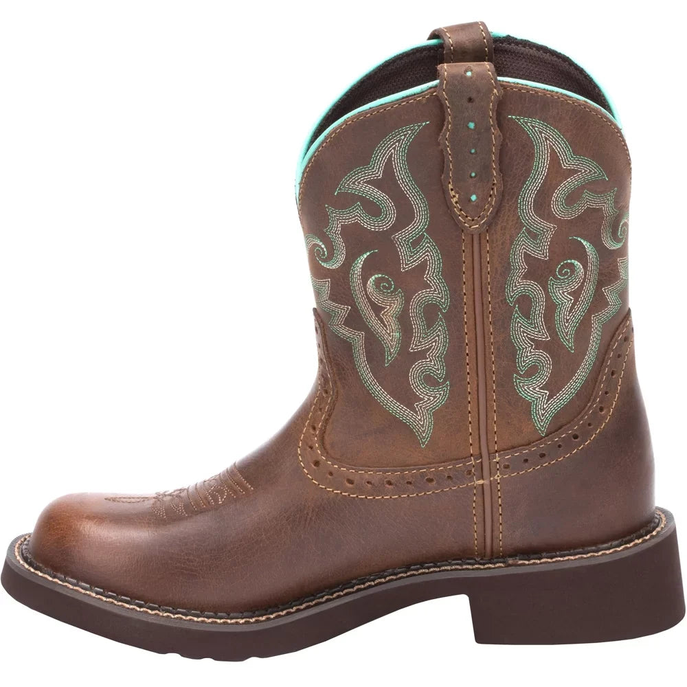 Justin Boots Toe 1-2" Womens Heel Casual Mid Round Low Calf Boots Gemma
