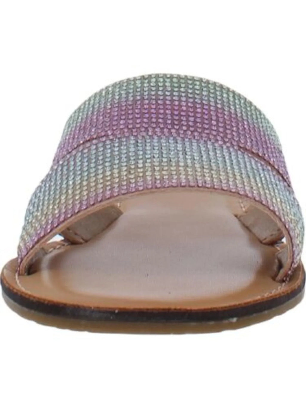 ROCK Berrie Cushioned Slide Camouflage On Pink Round Rhinestone Slip Sandals & Womens 6.5 CANDY Toe Shoes
