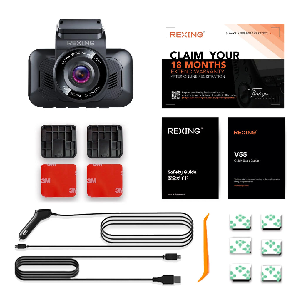Recorder and V55 Camera 5.0 with GPS Dash Wi-Fi, Modular Cam Dash Car GHz Rexing 4K Capabilities,