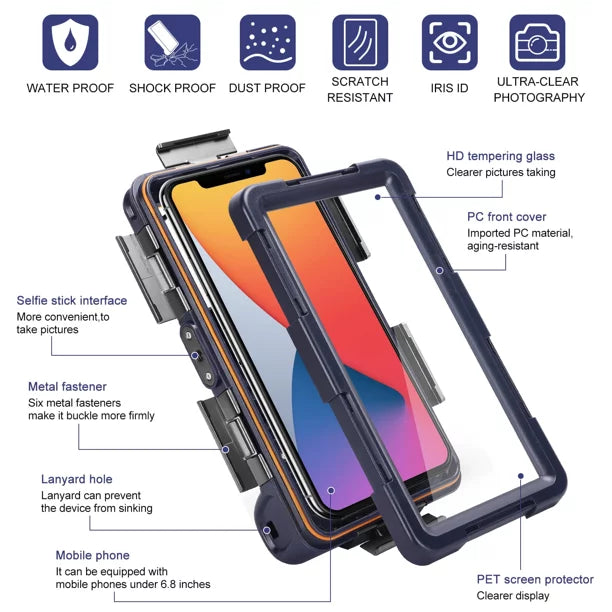6.9 Case with Phones Protective Underwater Professional Diving Lanyard Surfing for LCD Video Inch Waterproof Snorkeling Meizu Swimming Up Photo to And C9 Housing [15m/50ft] all UrbanX