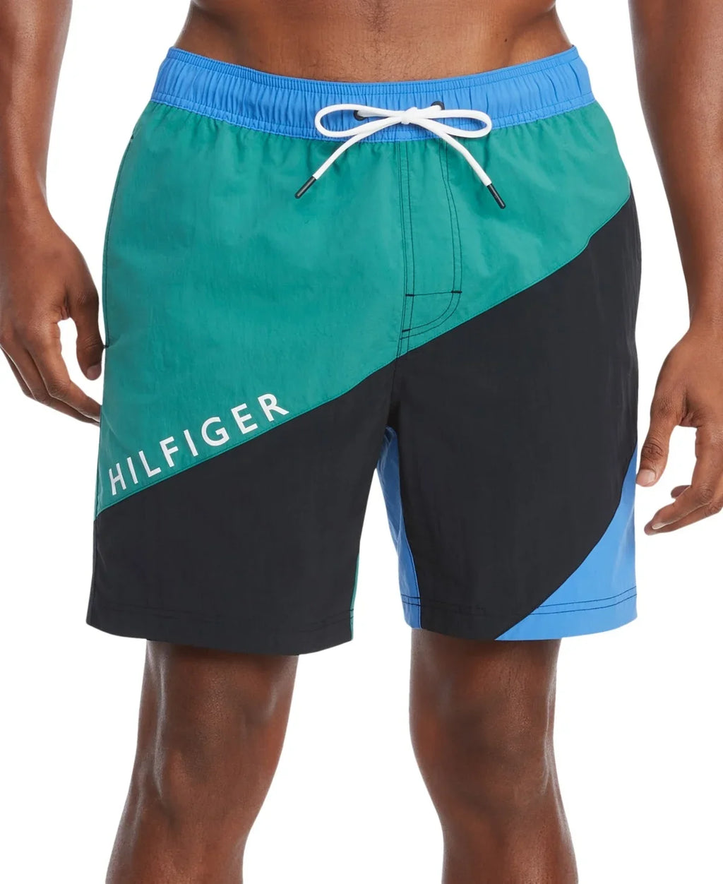 XXL Drawstring Hilfiger 2XL Swim Colorblocked Tommy Mens Green Trunks Blue