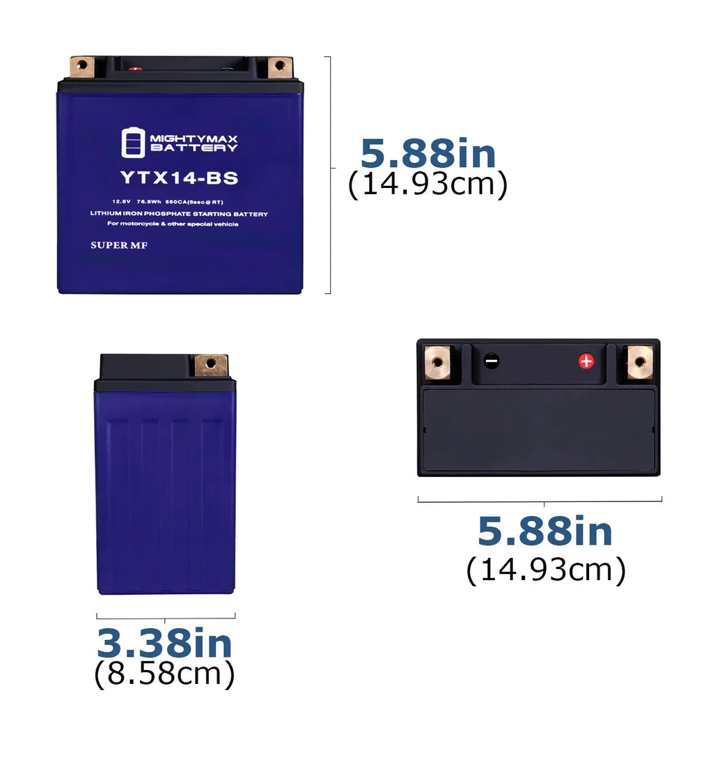 Lithium III YTX14-BS Battery Compatible with Replacement Moto V7 Dark Guzzi 18 750