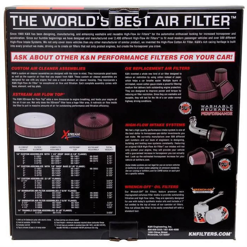 60-1300 Assembly Custom Intake - Air Filter K&N (Chrome)