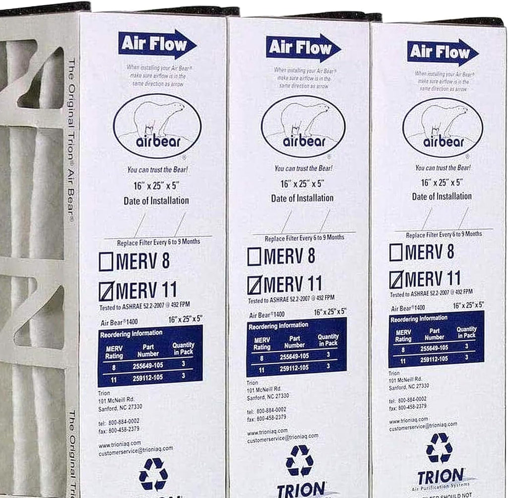 White Pack) x Cleaner for 5 Air Purification Air 25 11 Purifier High 16 Performance Bear x Replacement MERV Filter Systems, Inch (3