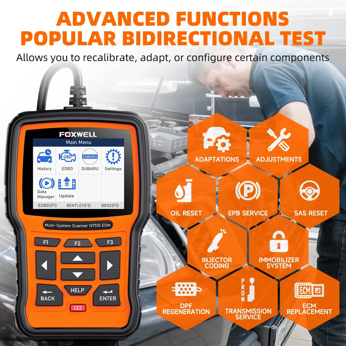 Scanner Foxwell for Code Forester Subaru Subaru Scanner Automotive WRX Fits System Analyzer Tool NT510 for Automotive Tool Code Reader Scanner Auto OBD Elite Reset Professional Scan BRZ All OBD2 OBDII