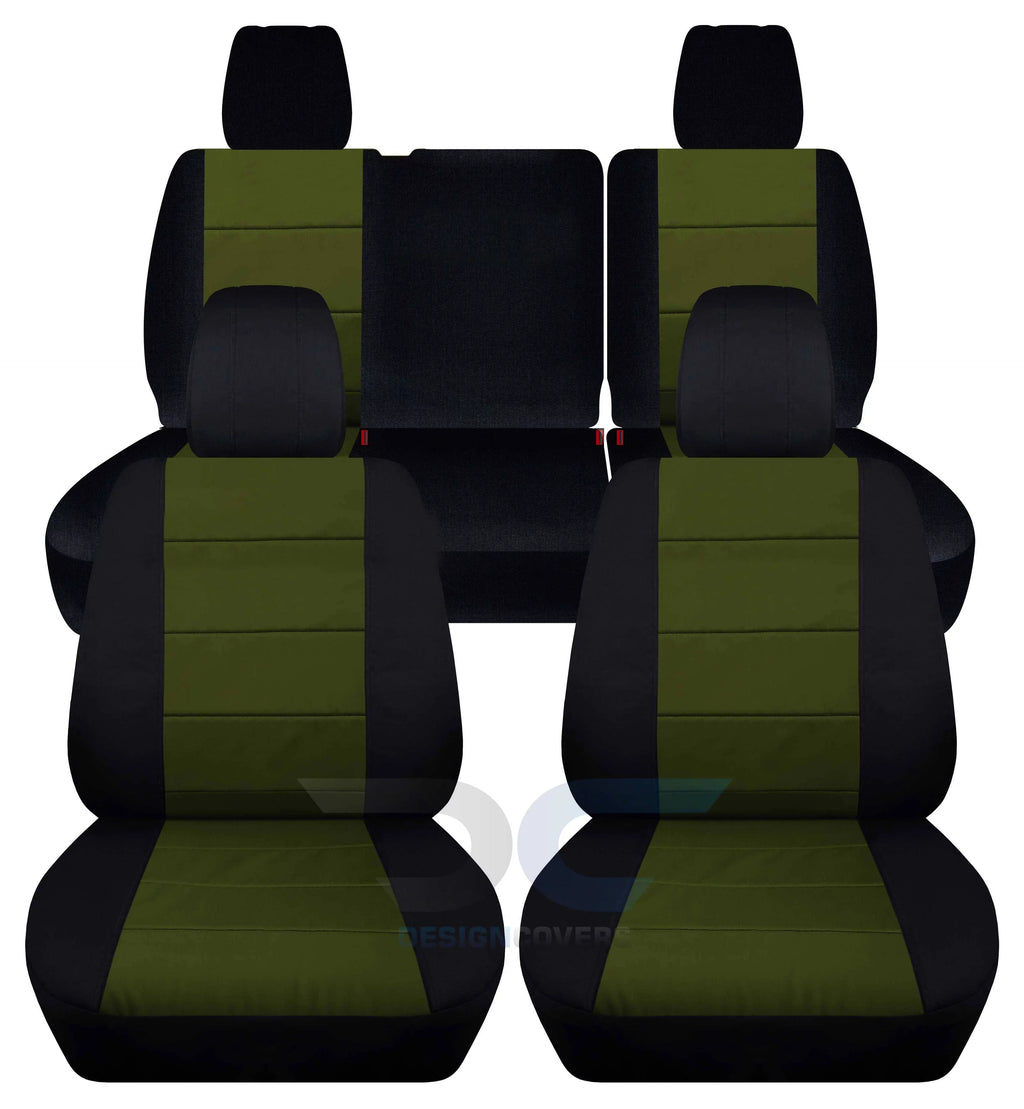 JK Jeep Wrangler Seat Cotton Covers:Black Rear and & 2013-2018 T291-Designcovers Front Bench Fits Split 4-Door Green Hunter -
