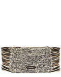 Raffia POOLSIDE Clutch, Tropical Black Fringe