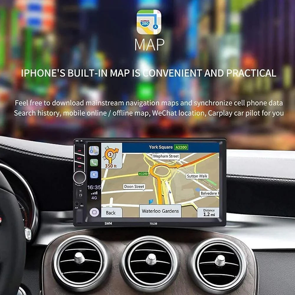 Wheel Android 7 Reversing Auto Touchscreen Compatible Unit/MP5 Binize Input/Steering Radio Car Image Carplay Double Head Bluetooth Stereo with Control/USB/Remote Din Player/FM/AM,Support inch