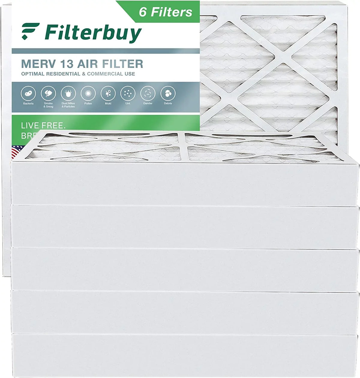AC HVAC MERV 13 Furnace 10x16x4 (6-Pack) Filterbuy Air Filters Pleated