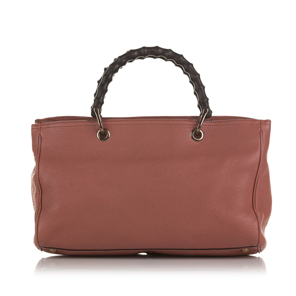Authenticated Shopper Leather Calf Pink Pre-Owned Satchel Bamboo Gucci Unisex (Fair)