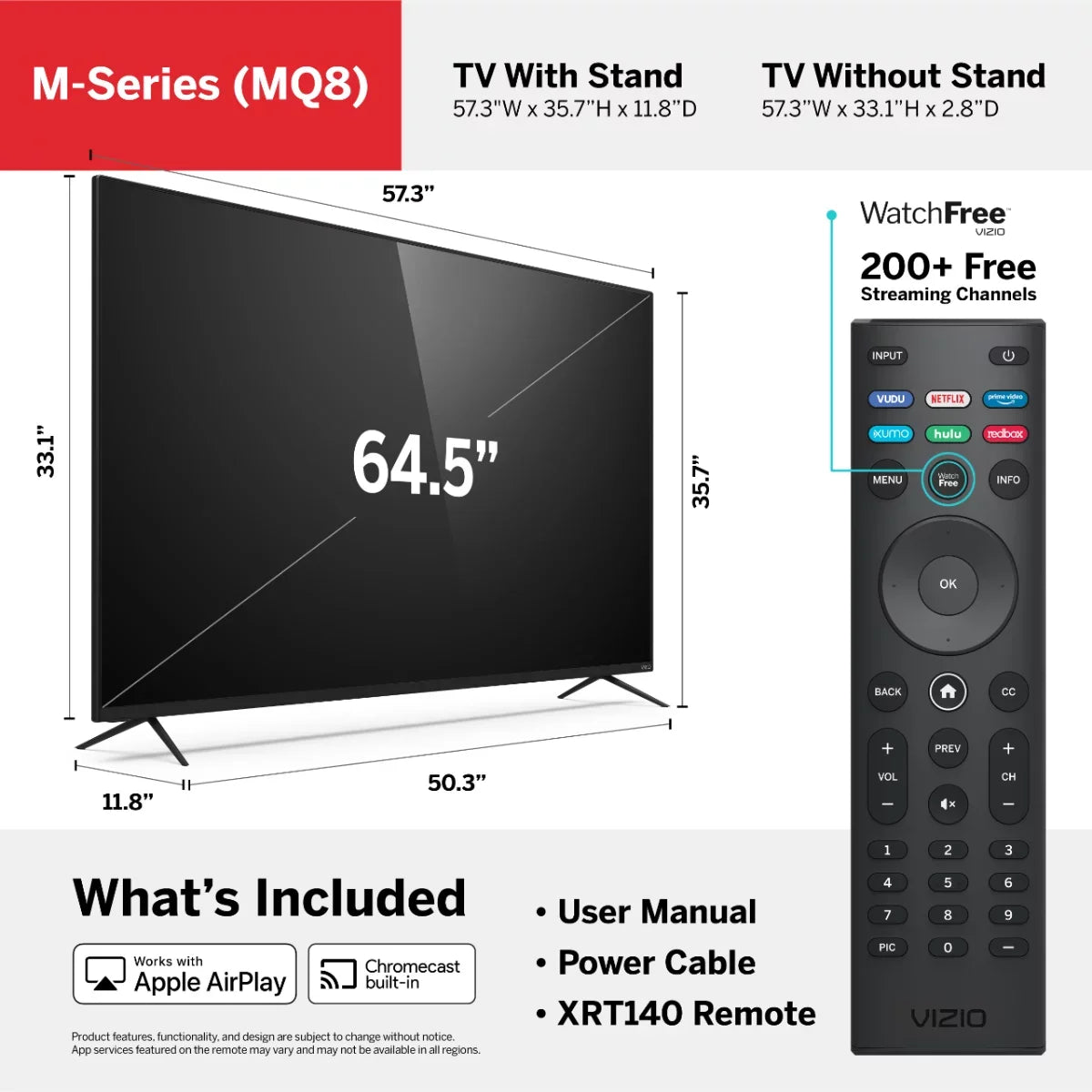 Quantum Smart (Refurbished) UHD TV Vizio 65" Class 4K M65Q8-H1 HDR Restored Smartcast M-Series